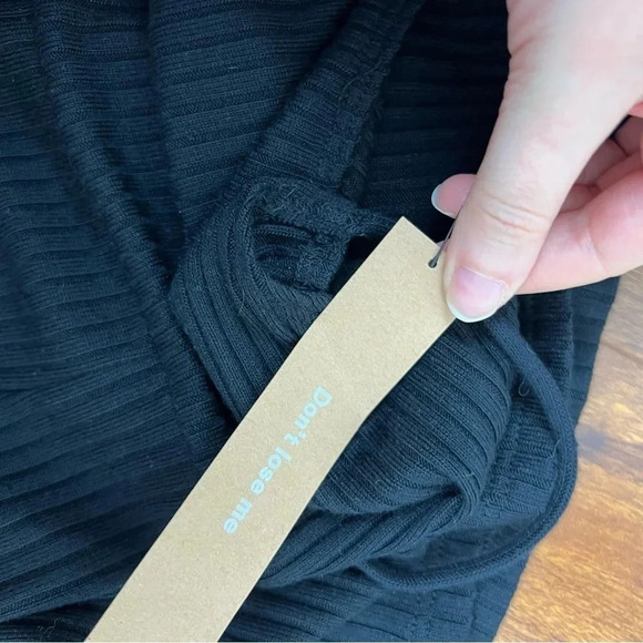 NWT Reformation Parton Black Ribbed Spaghetti Strap Mini Dress Size S B26 - Picture 6 of 7